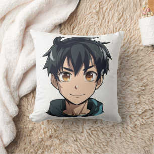 Anime Superpower Delight - Young Man Character Throw Pillow