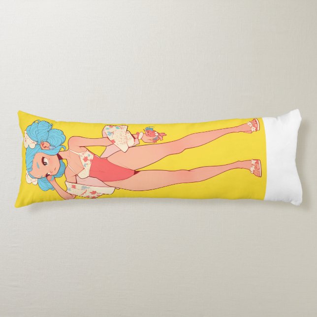 Anime Swimsuit Girl Yellow Body Pillow (Front)