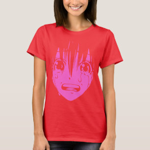 Anime T-Shirt: Crying Girl (Red and Pink) T-Shirt