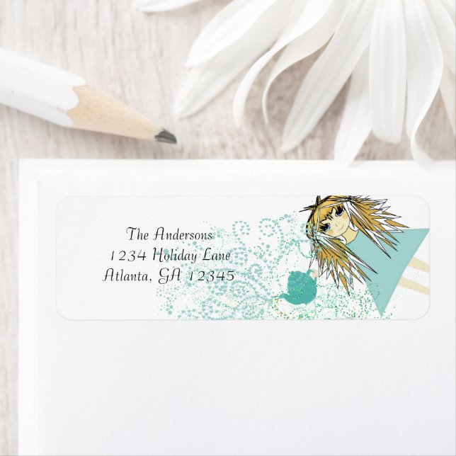 Anime Tea Party Invitation Adresse de retour (En situation)