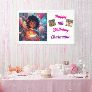 Anime Themed Birthday Girl  Personalized  Banner