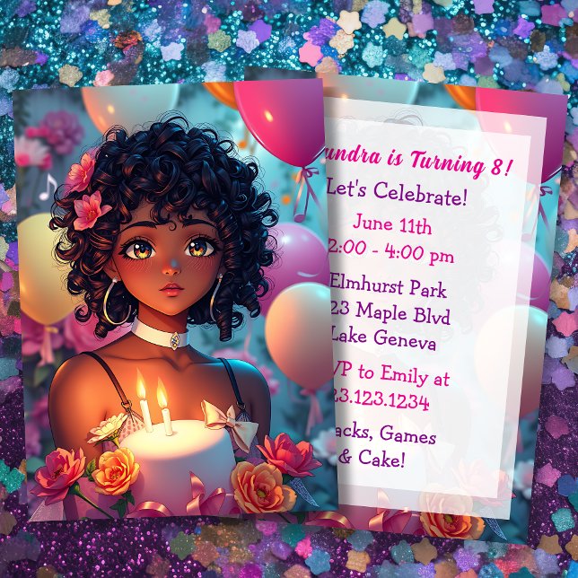Anime Themed Birthday Girl  Personalized  Invitation (Creator Uploaded)