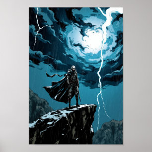 Anime Thunderstorm Cliff Warrior Wall Art