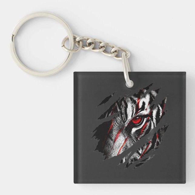 Anime Tiger Eyes Through Scratch Keychain (Front)