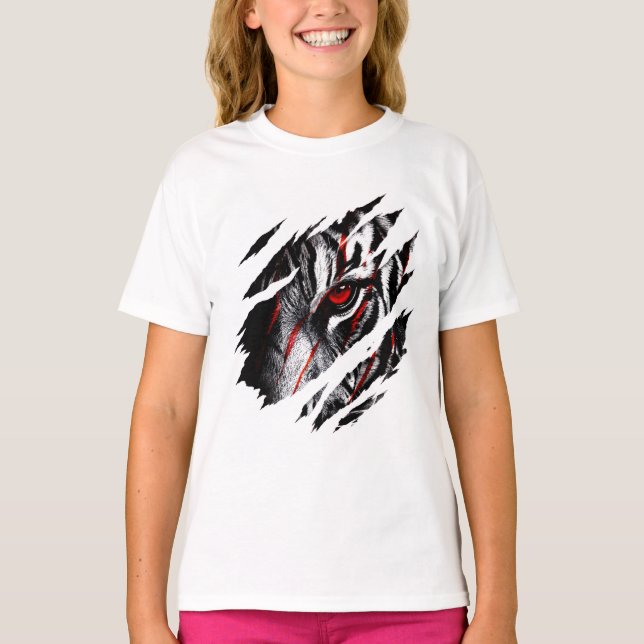 Anime Tiger Eyes Through Scratch T-Shirt (Front)