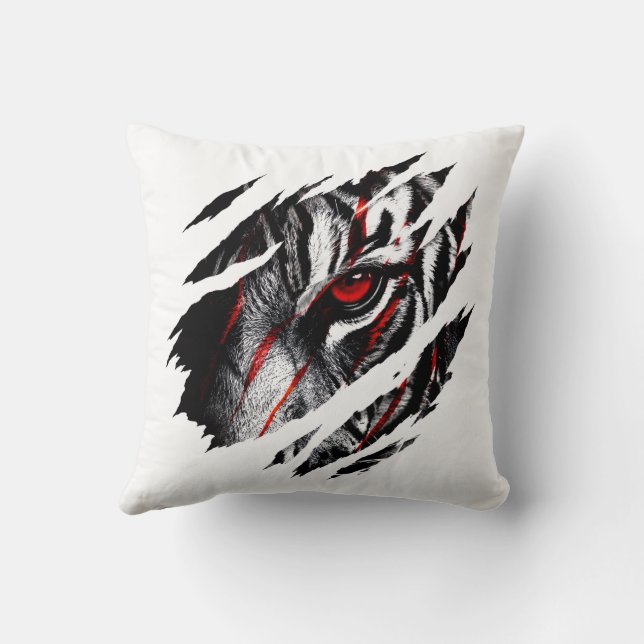 Anime Tiger Eyes Through Scratch Throw Pillow (Back)