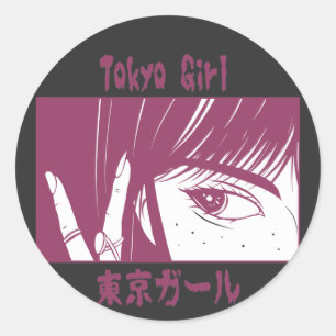 Anime Tokyo Girl Classic Round Sticker