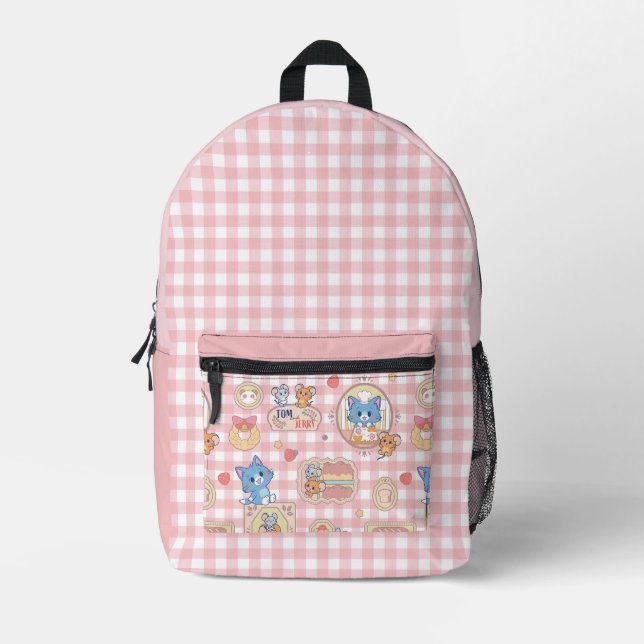 Anime Tom and Jerry Bakery Pattern Printed Backpack (Front)