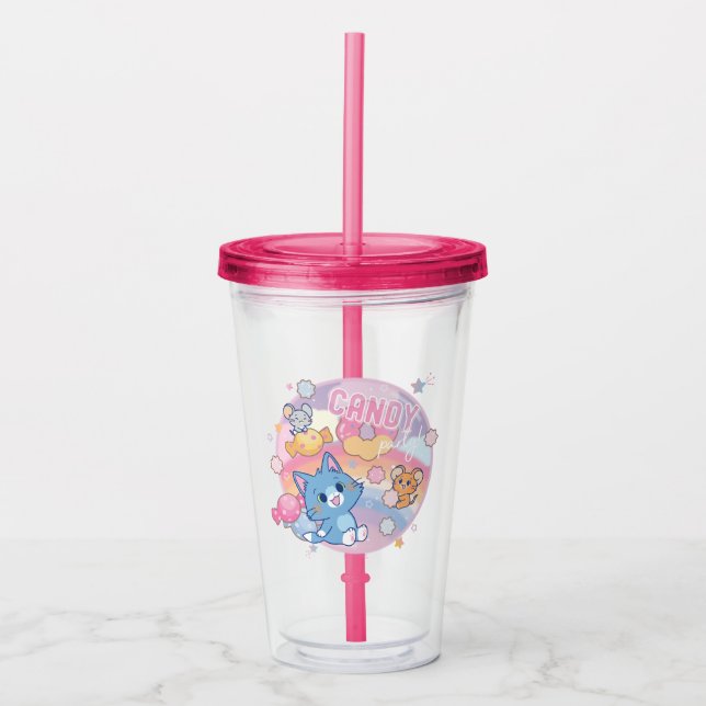 Anime Tom and Jerry Candy Party Acrylic Tumbler (Front)