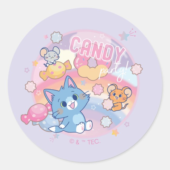 Anime Tom and Jerry Candy Party Classic Round Sticker (Front)