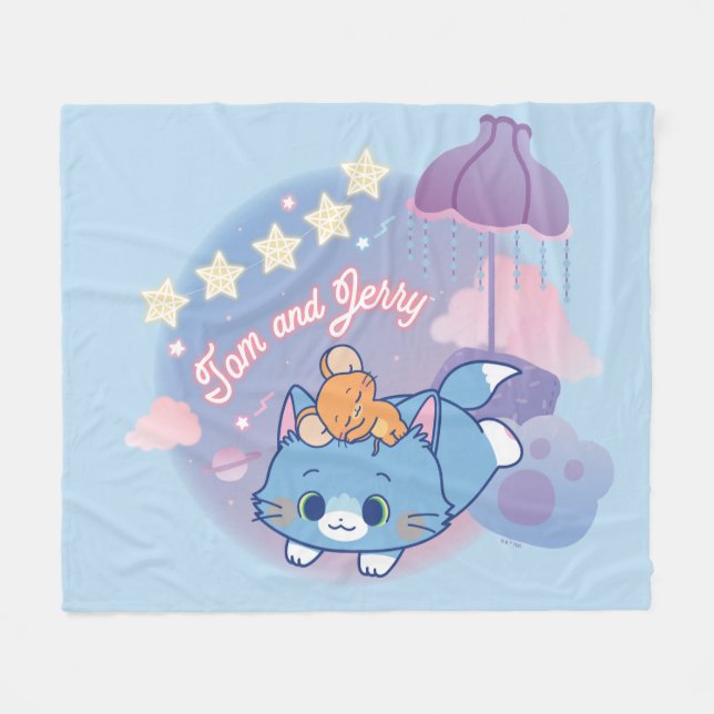 Anime Tom and Jerry Dreamy Nights Fleece Blanket (Front (Horizontal))