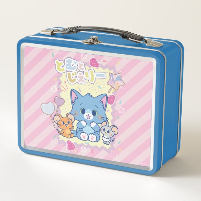 Anime Tom and Jerry Strawberry Fun Metal Lunch Box (Front)