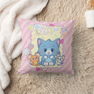 Anime Tom and Jerry Strawberry Fun Throw Pillow