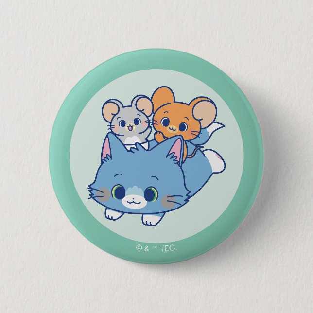 Anime Tom, Jerry, and Tuffy 2 Inch Round Button (Front)