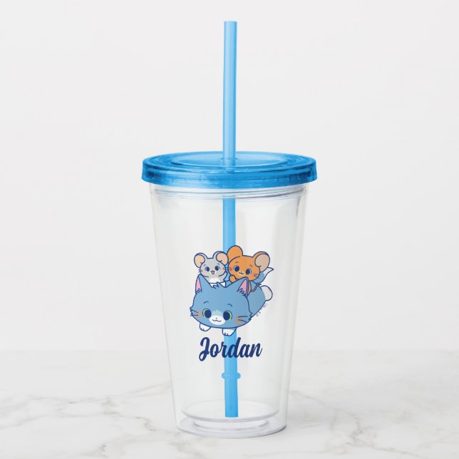 Anime Tom, Jerry, and Tuffy Acrylic Tumbler (Front)