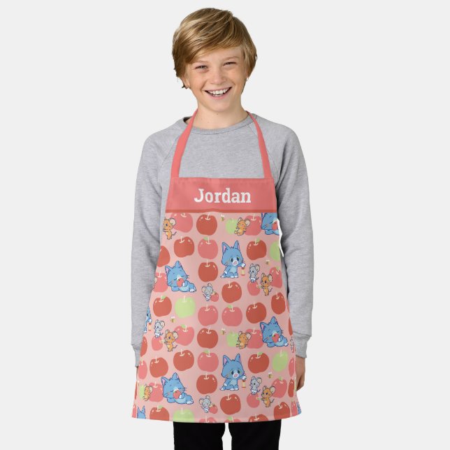 Anime Tom, Jerry, and Tuffy Apple Pattern Apron (Worn)
