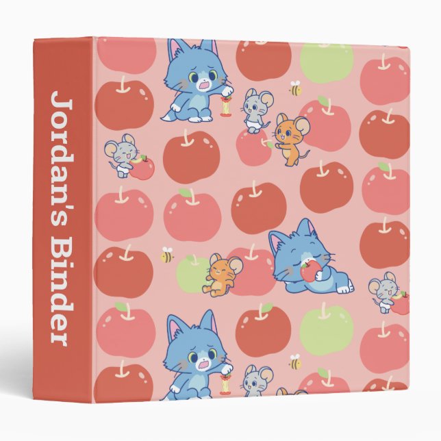 Anime Tom, Jerry, and Tuffy Apple Pattern Binder (Front/Spine)