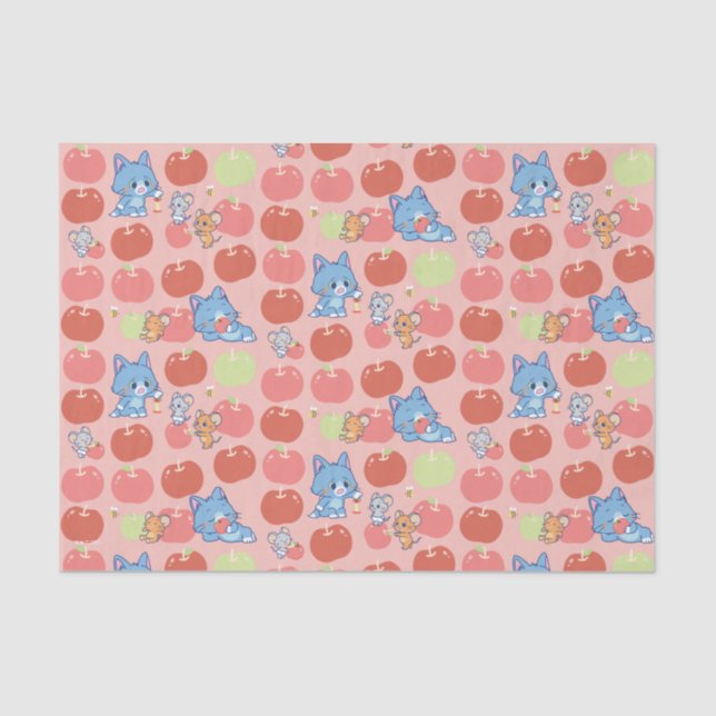 Anime Tom, Jerry, and Tuffy Apple Pattern Tissue Paper (Front)