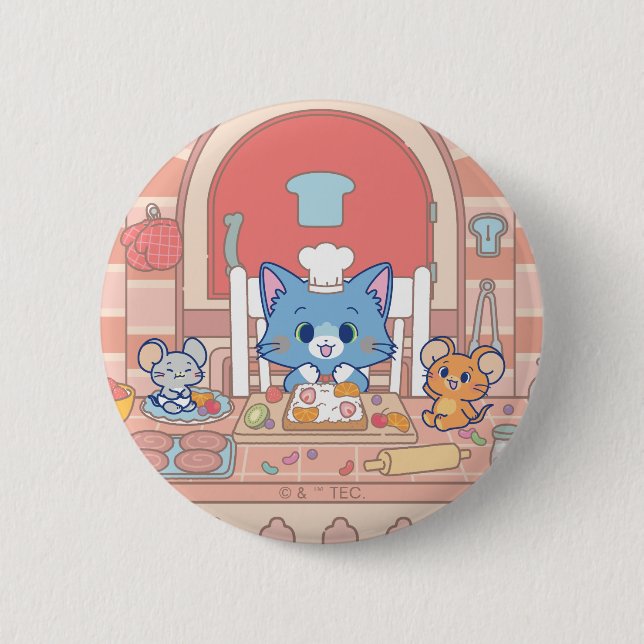 Anime Tom, Jerry, and Tuffy Bakery 2 Inch Round Button (Front)