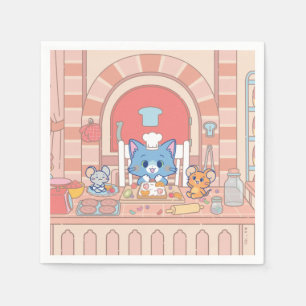 Anime Tom, Jerry, and Tuffy Bakery Napkin