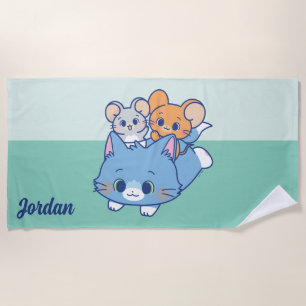 Anime Tom, Jerry, and Tuffy Beach Towel