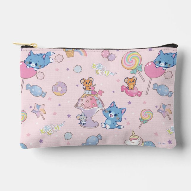 Anime Tom, Jerry, and Tuffy Candyland Pattern Accessory Pouch (Front)