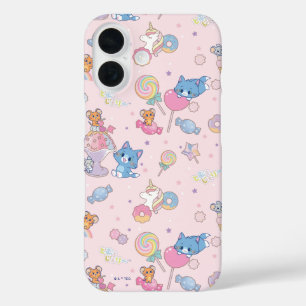 Anime Tom, Jerry, and Tuffy Candyland Pattern iPhone 16 Case