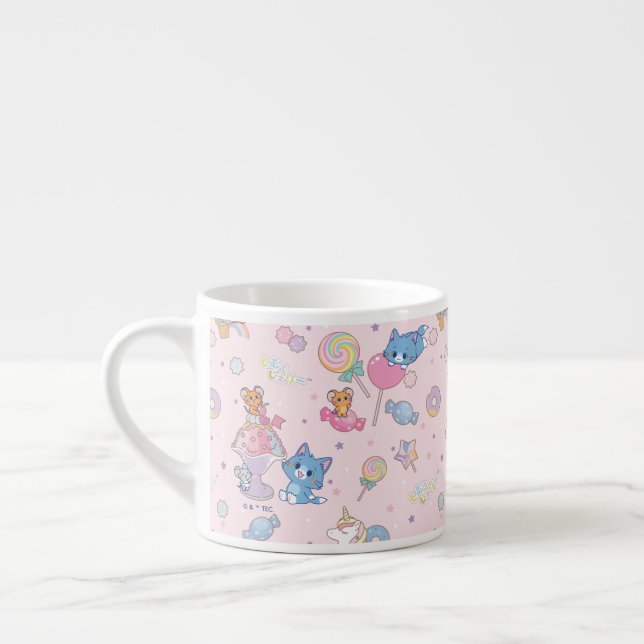 Anime Tom, Jerry, and Tuffy Candyland Pattern Espresso Cup (Left)