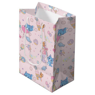 Anime Tom, Jerry, and Tuffy Candyland Pattern Medium Gift Bag