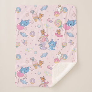 Anime Tom, Jerry, and Tuffy Candyland Pattern Sherpa Blanket