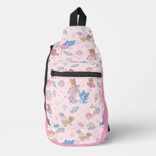 Anime Tom, Jerry, and Tuffy Candyland Pattern Sling Bag