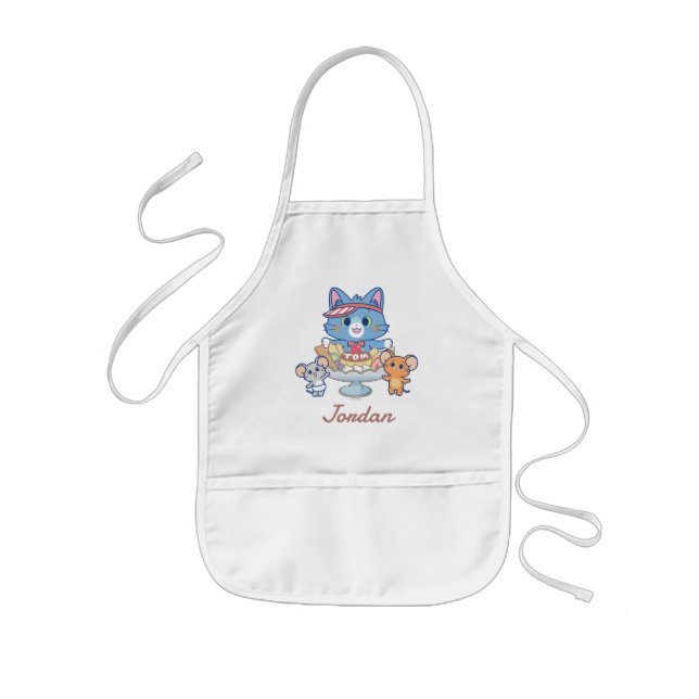 Anime Tom, Jerry, and Tuffy Dessert Parlour Kids Apron (Front)