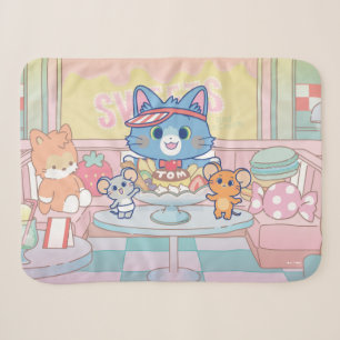 Anime Tom, Jerry, and Tuffy Dessert Parlour Sherpa Blanket