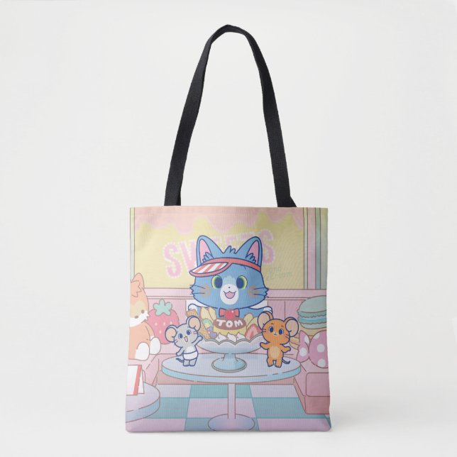 Anime Tom, Jerry, and Tuffy Dessert Parlour Tote Bag (Front)
