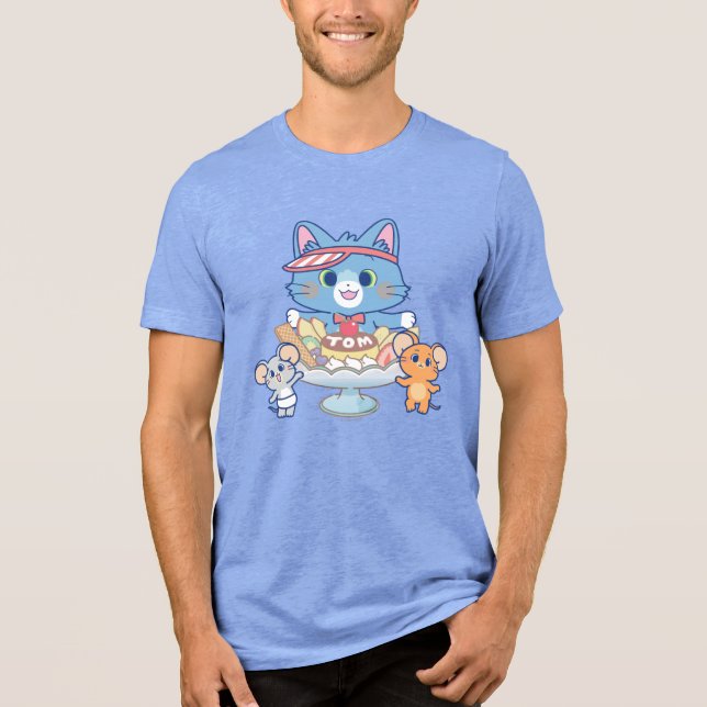Anime Tom, Jerry, and Tuffy Dessert Parlour Tri-Blend Shirt (Front)