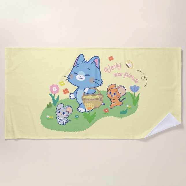Anime Tom, Jerry, and Tuffy Picnic Beach Towel (Front)