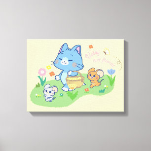 Anime Tom, Jerry, and Tuffy Picnic Canvas Print