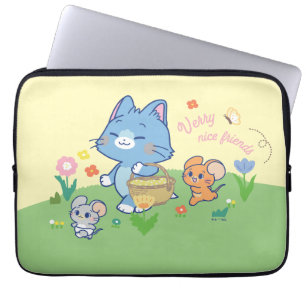 Anime Tom, Jerry, and Tuffy Picnic Laptop Sleeve