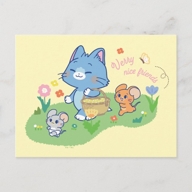 Anime Tom, Jerry, and Tuffy Picnic Postcard (Front)