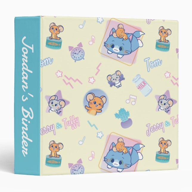 Anime Tom, Jerry, and Tuffy Playtime Pattern Binder (Front/Spine)