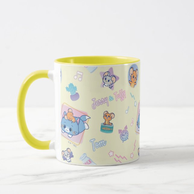 Anime Tom, Jerry, and Tuffy Playtime Pattern Mug (Left)
