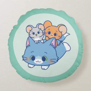 Anime Tom, Jerry, and Tuffy Round Pillow