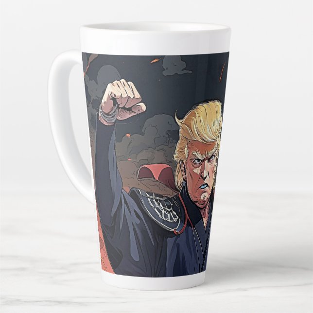 Anime Trump - Fist Raised Latte Mug (Left Angle)