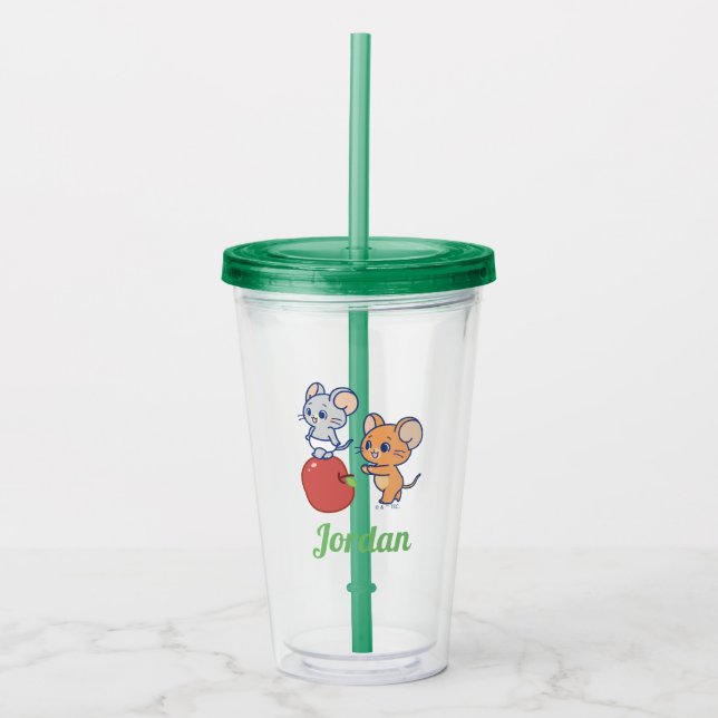 Anime Tuffy and Jerry Apple Rolling Acrylic Tumbler (Front)