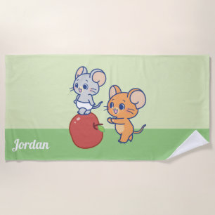 Anime Tuffy and Jerry Apple Rolling Beach Towel