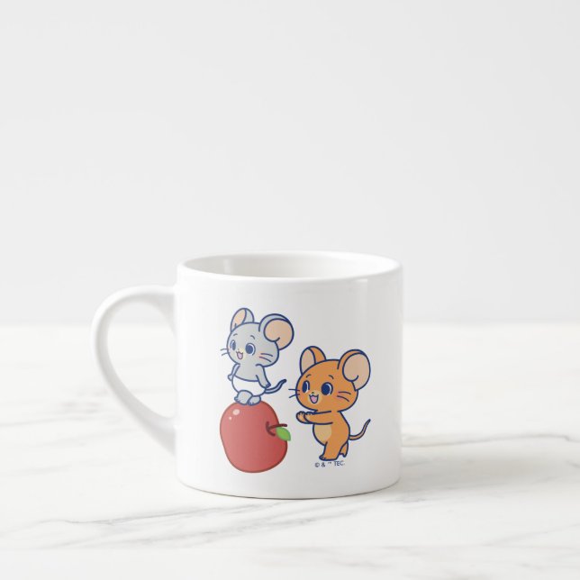 Anime Tuffy and Jerry Apple Rolling Espresso Cup (Left)