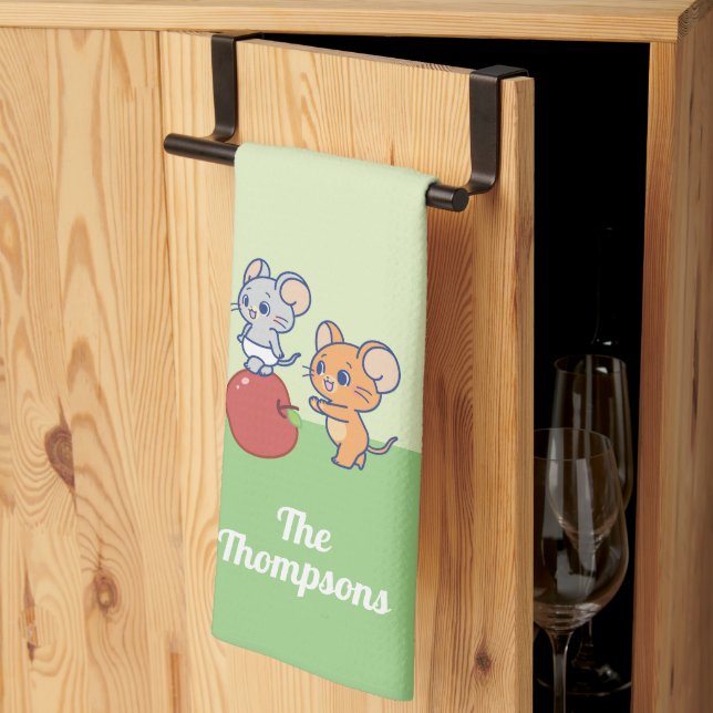 Anime Tuffy and Jerry Apple Rolling Kitchen Towel (Thirds Fold)
