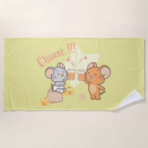 Anime Tuffy and Jerry Cheers to Cheese Beach Towel