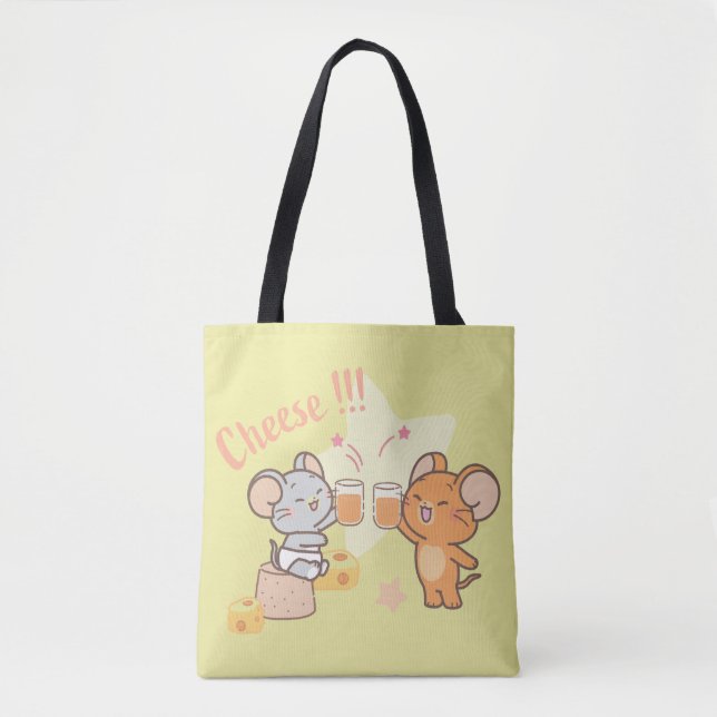 Anime Tuffy and Jerry Cheers to Cheese Tote Bag (Front)
