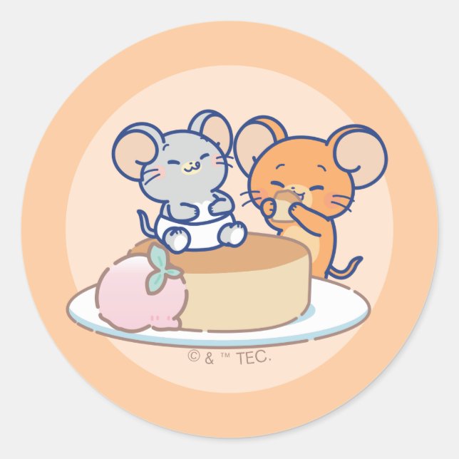 Anime Tuffy and Jerry Cheesecake Classic Round Sticker (Front)